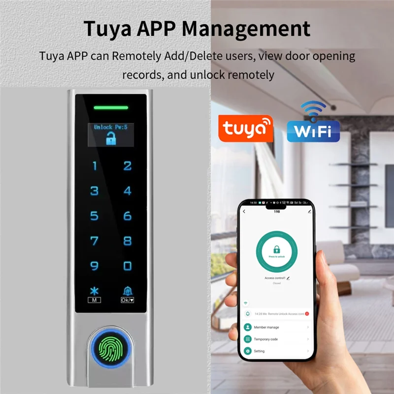 B50B-Smart Wifi Door Lock With Fingerprint Access RFID Card Keypad Waterproof Remote Wi-Fi Control For Home Security