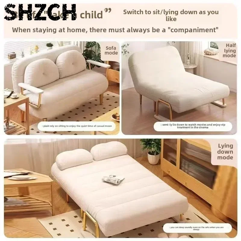 Foldable Sofa Bed Single Unit Dual Use Multi-Functional Small Space Saving Clouding Stretching Relaxing Two-Seater