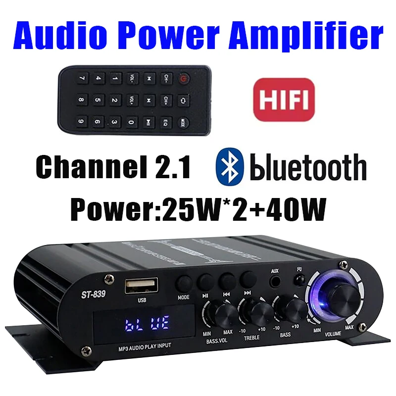 2.1-قناة المحمولة مرحبا فاي مكبر صوت ST-839 25 واط * 2 + 40 واط BT 5.0 ستيريو مكبر كهربائي سيارة المسرح المنزلي مكبرات الصوت المنزلية