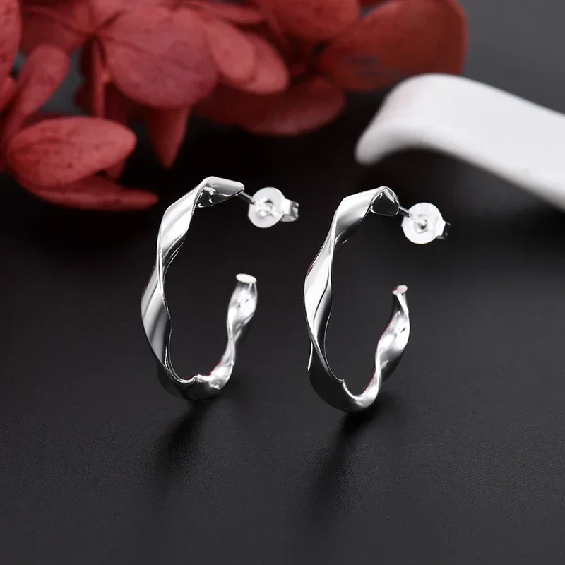 Hot new KCRLP Cute 925 Sterling Silver Round Earrings stud for Women fashion Wedding designer Jewelry Christmas Gift