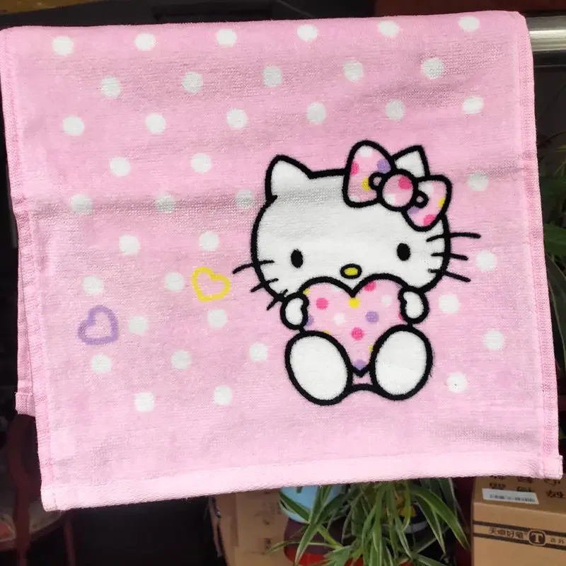 Hello Kitty Sanrio couple anime peripheral face towel sweet and cute cartoon print soft and comfortable pure cotton towel gift