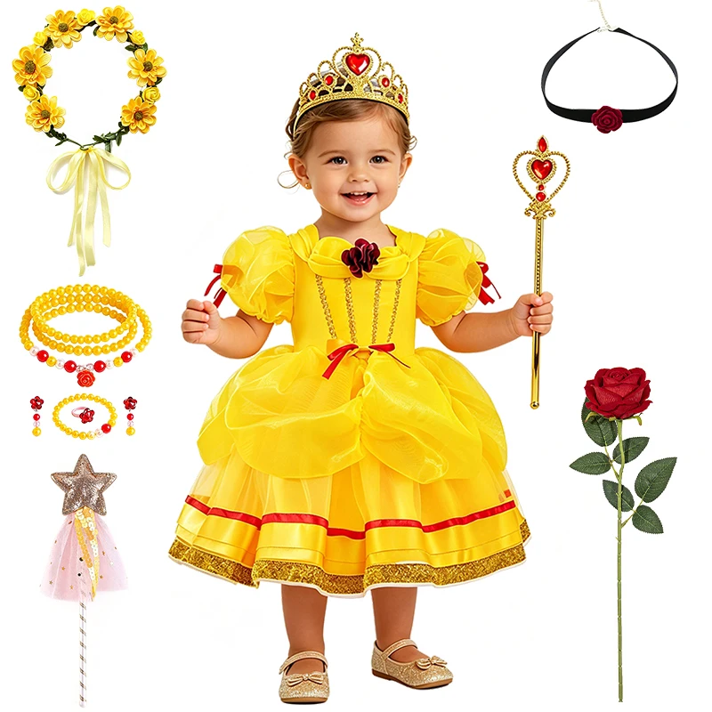 Fancy Baby Girl Princess Dress Fairy Newborn Clothes Halloween Cosplay Themed Event Christmas Kids Clothes Ianfants Ball Gowns