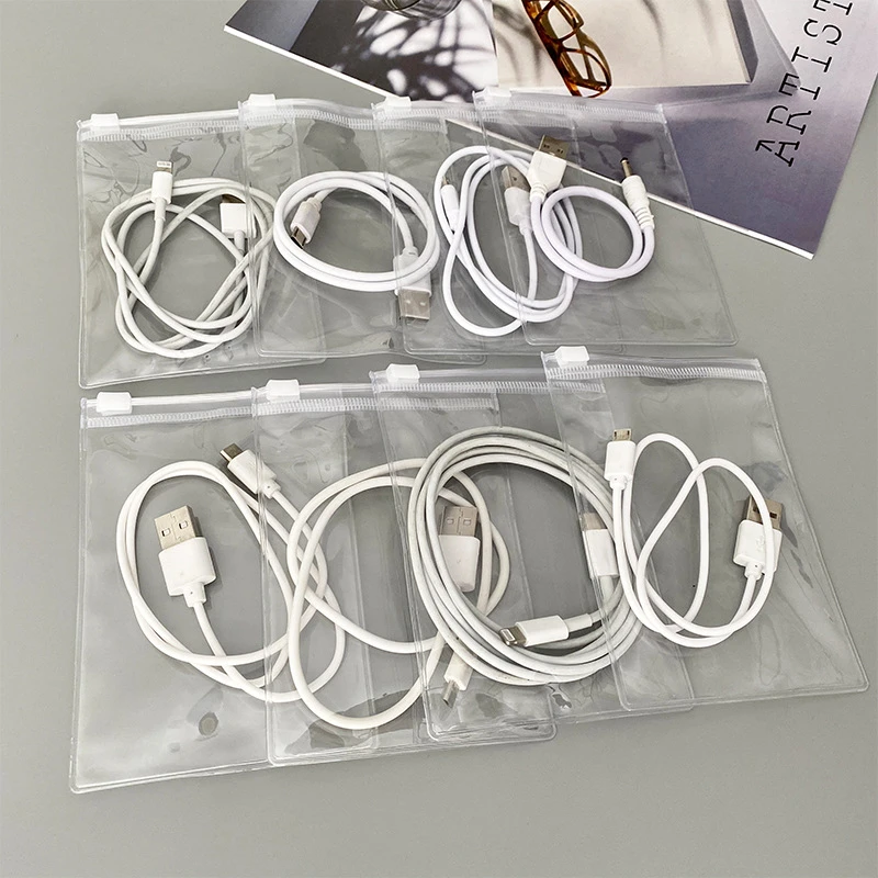 StoBag 100pcs Frosted Transparent PVC Cable Storage Jewelry Packaging Bags Ziplock Zipper Small Sealed Portable Reusable Pouches