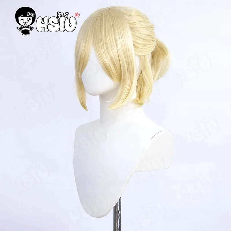 Peluca de Cosplay Yuri Plisetsky, peluca sintética resistente al calor de pelo corto Beige HSIU + gorro de peluca Anime YURI!!! en la peluca cosplay de ICE Yurio