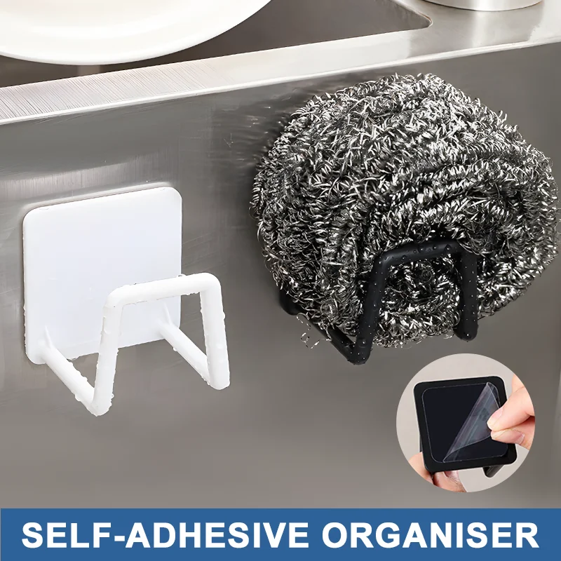 

Kitchen Sink Sponges Holder Self Adhesive Drain Drying Rack Kitchen Wall Hooks Accessories Storage Organizer Plastics Shelf