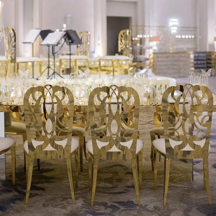 * Stainless Steel Flower Back Chairs for Luxury Wedding Banquets and Hotel Event Chair
