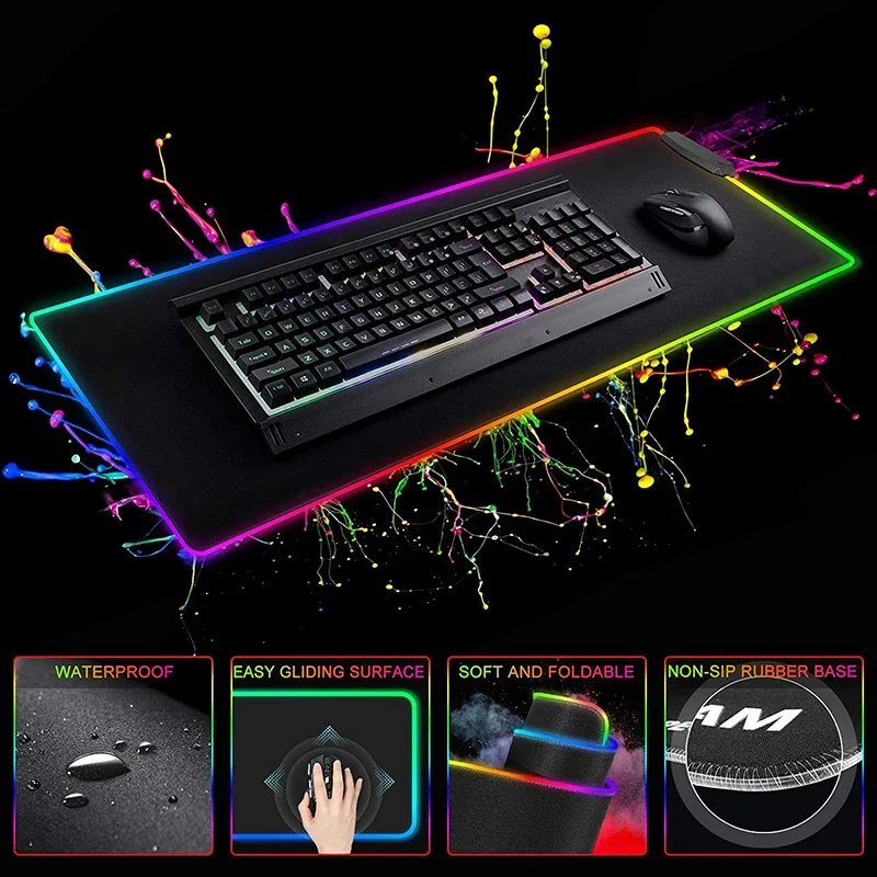 Imagem -05 - Mouse Pad Japonês Dragão Tapete de Mesa Grande Rgb Luz Preto e Branco Arte Asiática Oriental Japão Kanji Xxl Gaming Deskmat Mousepad