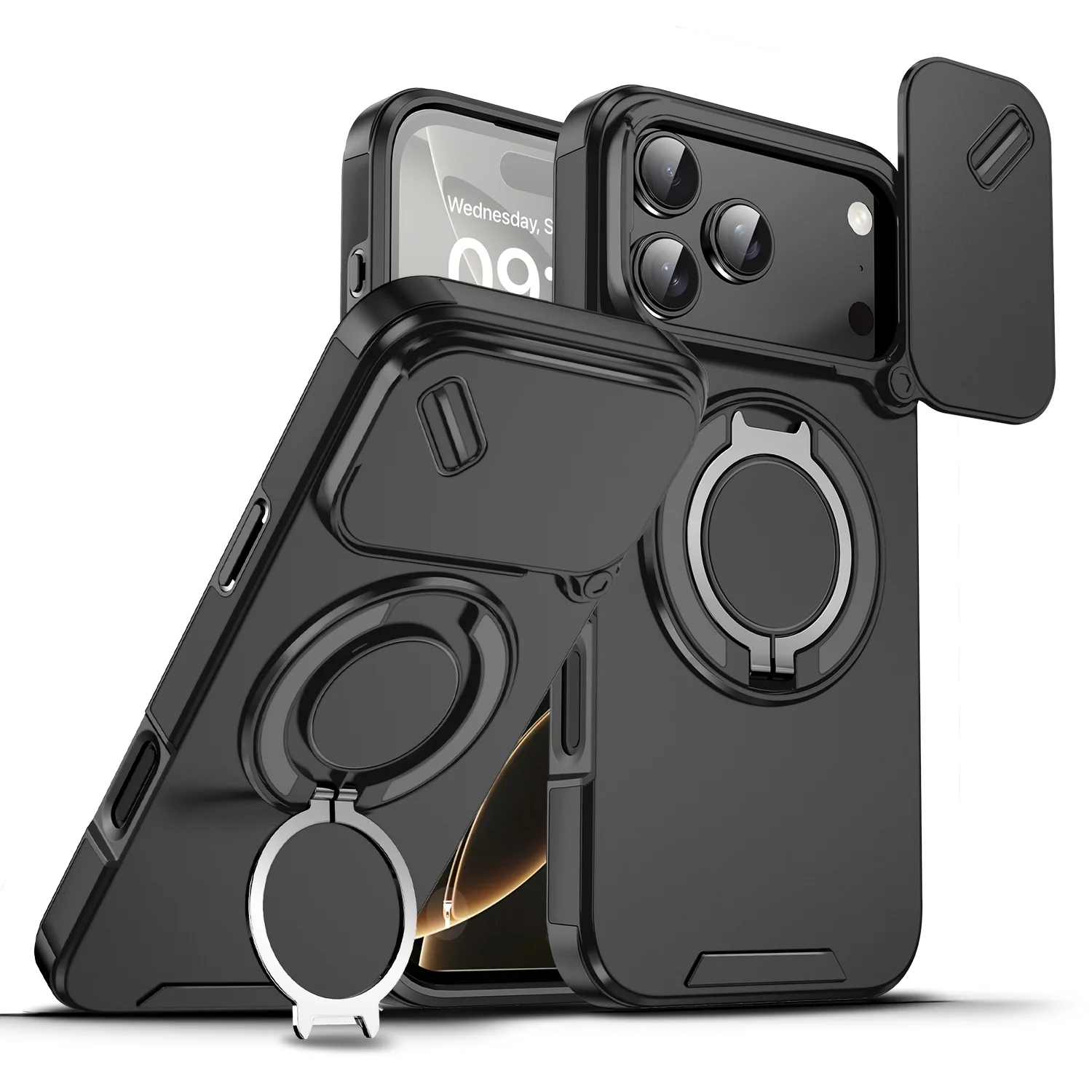 Heavy-duty Rugged Magnetic Stand Case For iPhone 18，17 ，16，15，14，13，12  Pro Max Plus Slide Camera Protect For Magsafe Cover - view 3