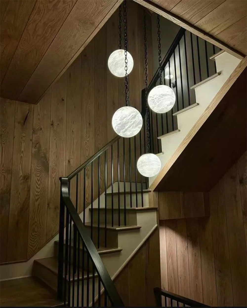 

Luxury Designer Globe Shade Marble Chandelier Lamp Metal Frame Lustre 3 Color Dimmable for Living Dining Ceilings