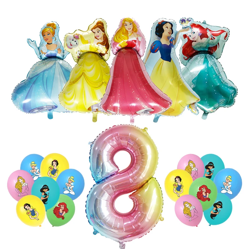Disney Prinzessin Geburtstag Party Dekoration Aluminium Folie Ballon Für Kind Event Liefert Einweg Geschirr Banner Hintergrund Geschenk 4