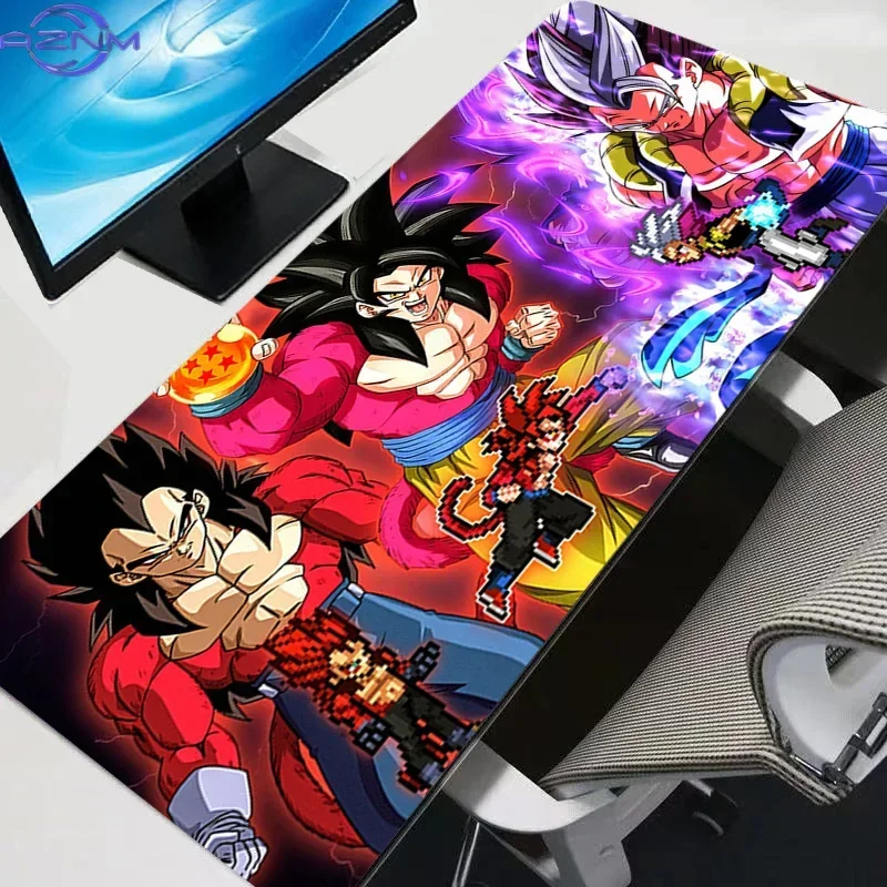 Dragon Ball GT Super Saiyan 4 Pixel Art Anime Mouse Pad, Rubber Non Slip Gaming Desk Mat, Red Purple Lightning HD Print Mouse Pa