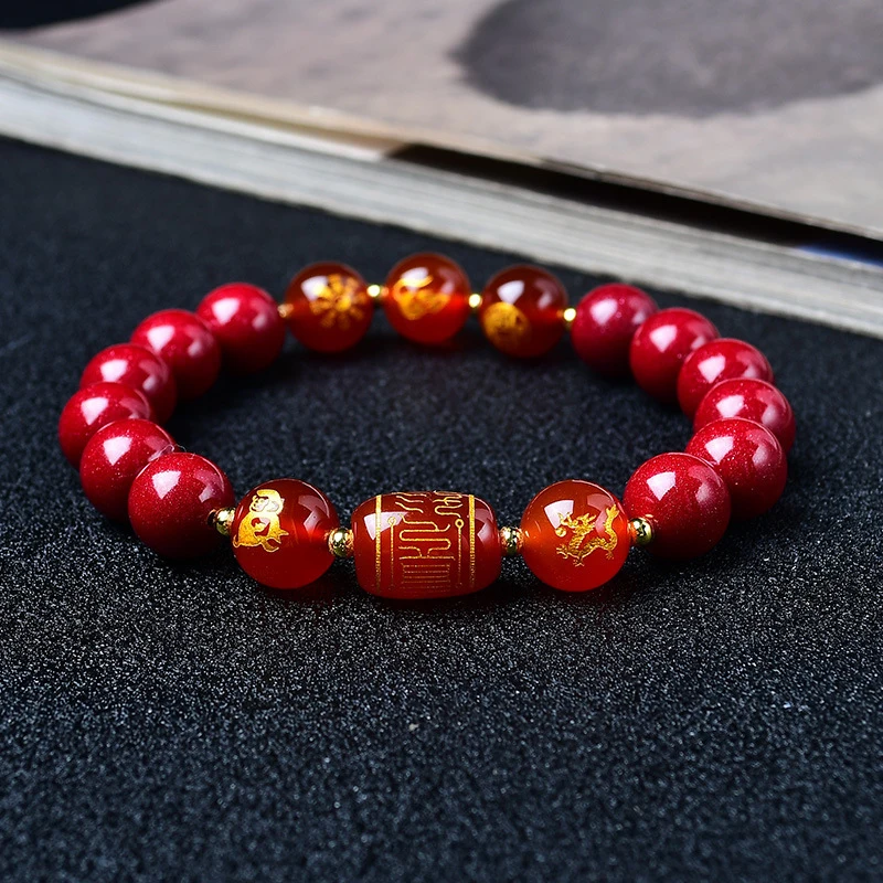with 12 zodiac signs, unisex purple gold sand mountain ghost amulet bracelet