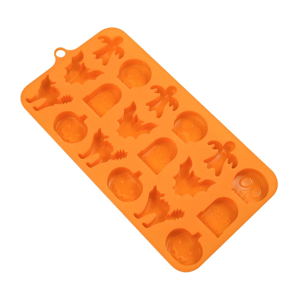 Halloween Molds Skull Pumpkin Chocolate Silicone Mold Witch Ghost Design Fudge Cake mould Dessert Decorating Baking Tools