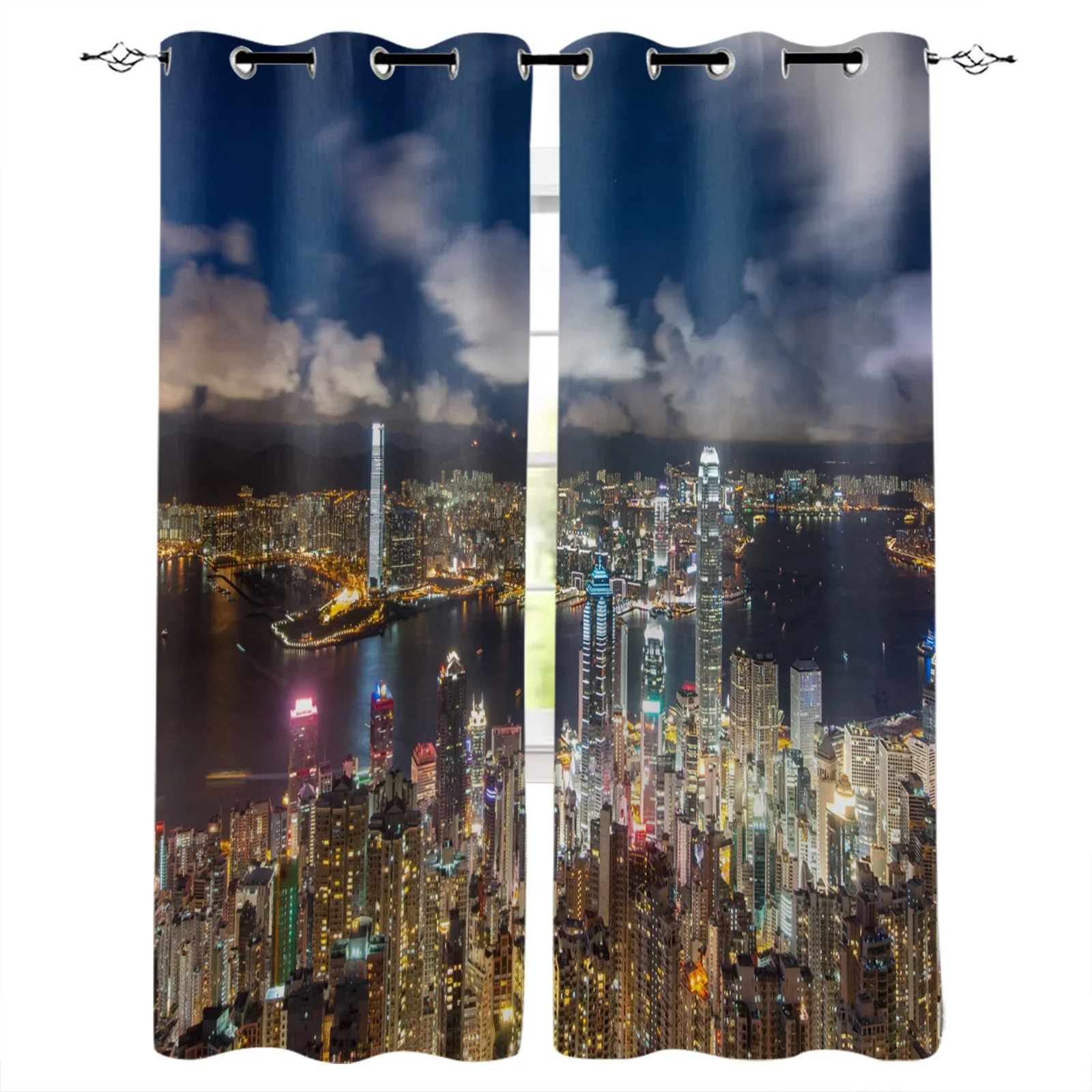 

City Night Architectural Scenery Blackout Curtains Window Curtains for Bedroom Living Room Decor Window Treatments