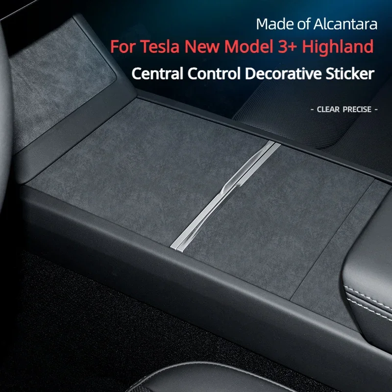 For Tesla New Model 3+ Highland Central Control Sticker Alcantara Suede Center Control Ultrathin Patch Decorate Protection Decal