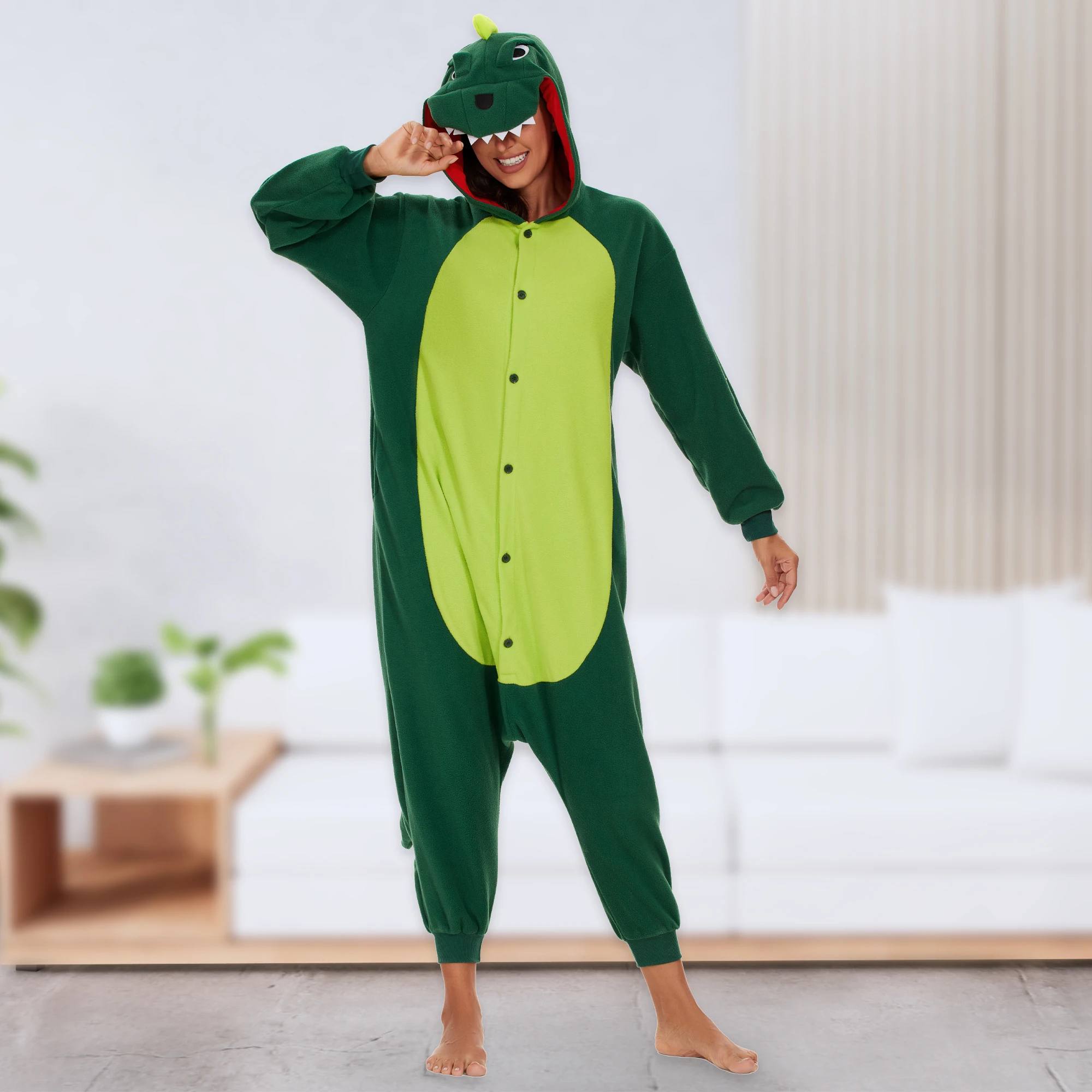 CANASOUR Adults Dinosaur Pajamas Suit For Women Onesie Hooded Sleepwears Halloween Christmas Cosplay Funny Costumes Sleepwear