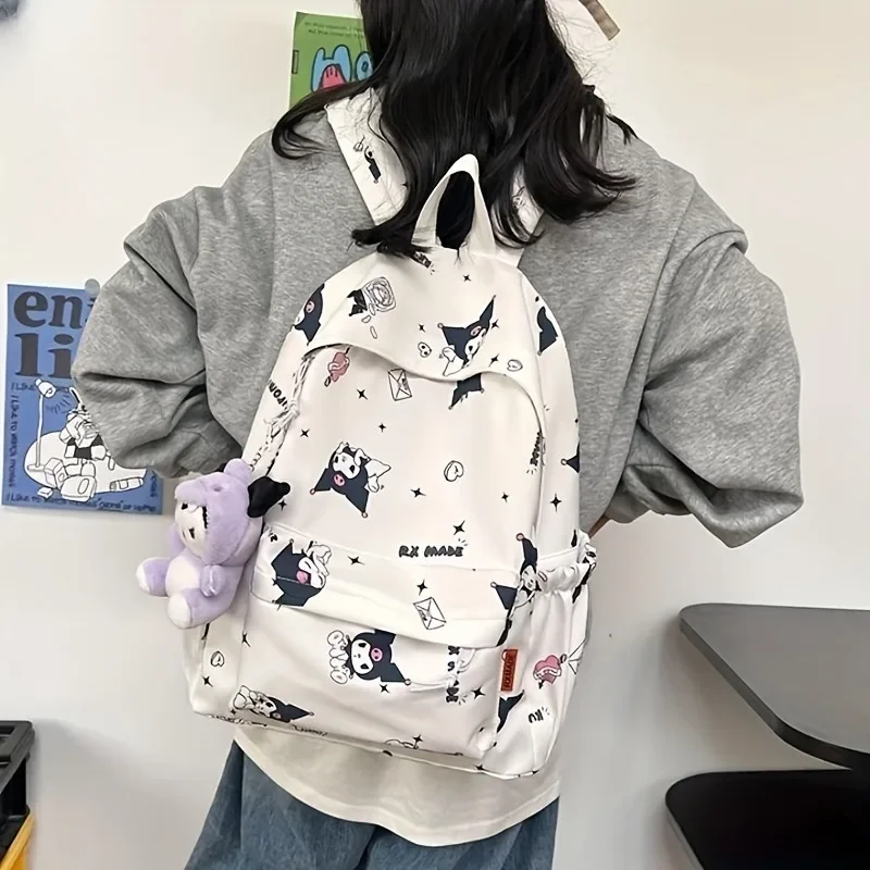 Sanrio Kuromi Cute Cartoon Purple Yellow High Capacity Backpack Stylish Casual School Girl Student Backpack Kawaii Backpack New