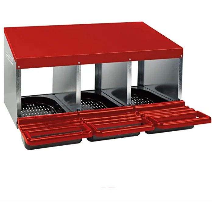 

3 Compartment Laying Nest Easy Assembly With Removable Plastic Egg Collection Basket For Easy Cleaning Poultry Usage