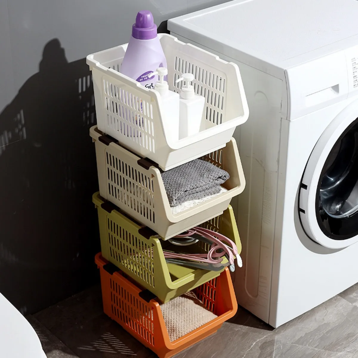 Household Storage Rack Kitchen Multi-Layer Vegetable and Fruit Storage Rack Stackable Basket Movable Box Bathroom Accessories