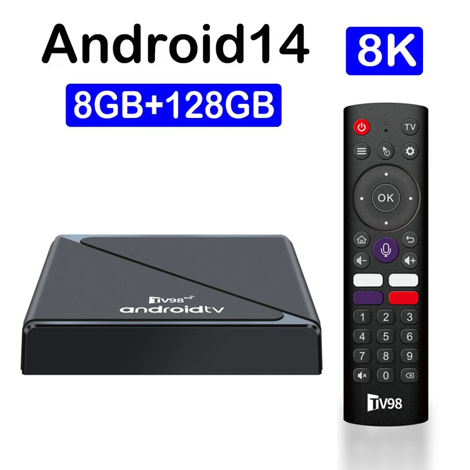 

TV98 ATV Pro TV Box Allwinner H313 Dual Wifi 4G 5G Голосовой пульт 8 ГБ 128 ГБ BT5.0 Медиаплеер 3D 8K 4K Android14 Set Top Box iptv