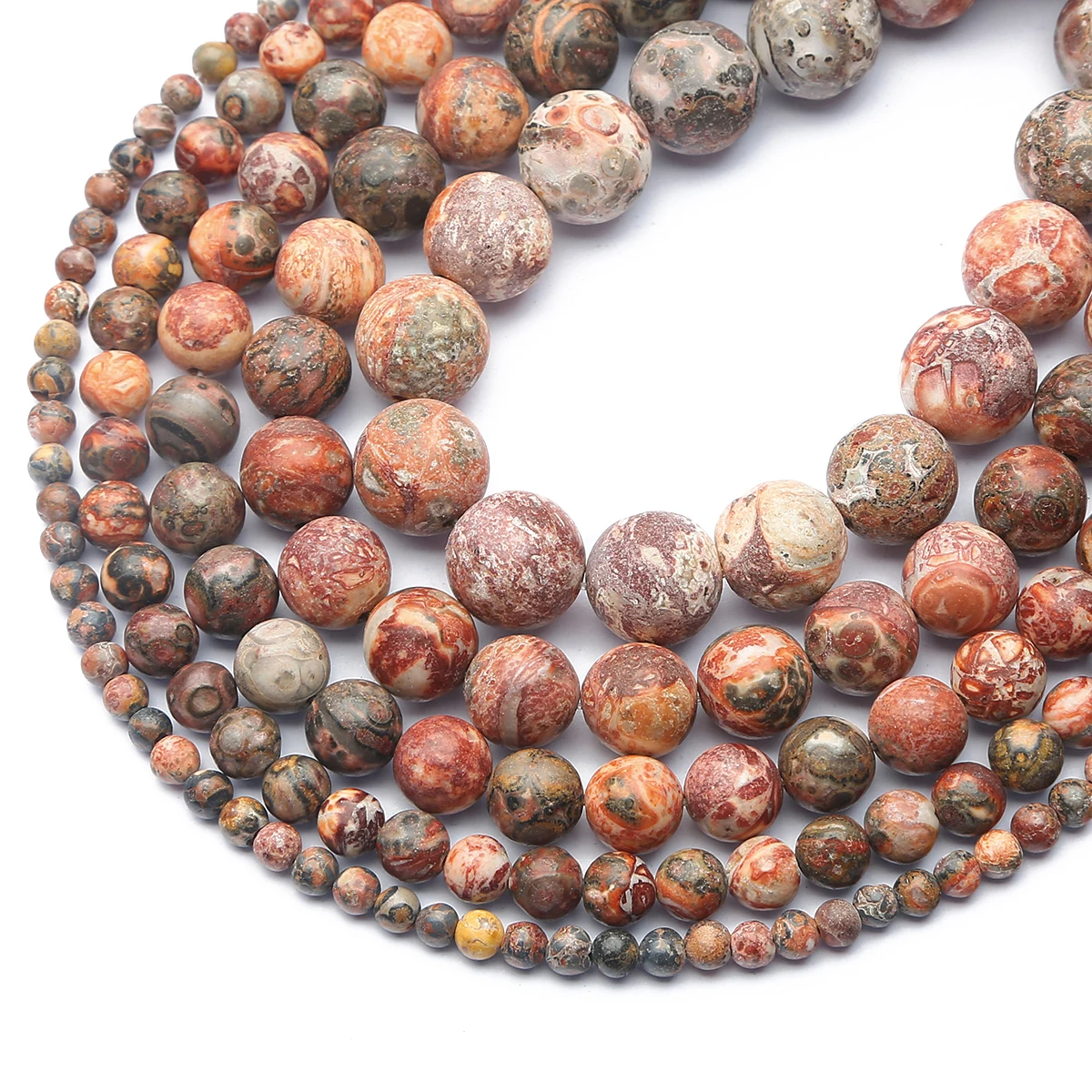 Natursteinperlen aus rotem Leopardenjaspis, runde lose Abstandsperlen für die Herstellung von Schmuck, Armbändern, Halsketten und Ohrringzubehör. – Detail 5