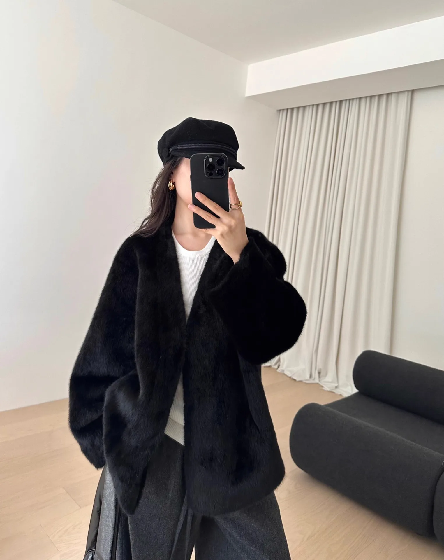 الخريف والشتاء جديد الخامس الرقبة فو فرو المنك مركب قطعة واحدة معطف الفرو للنساء أنماط المتوسطة والطويلة #2