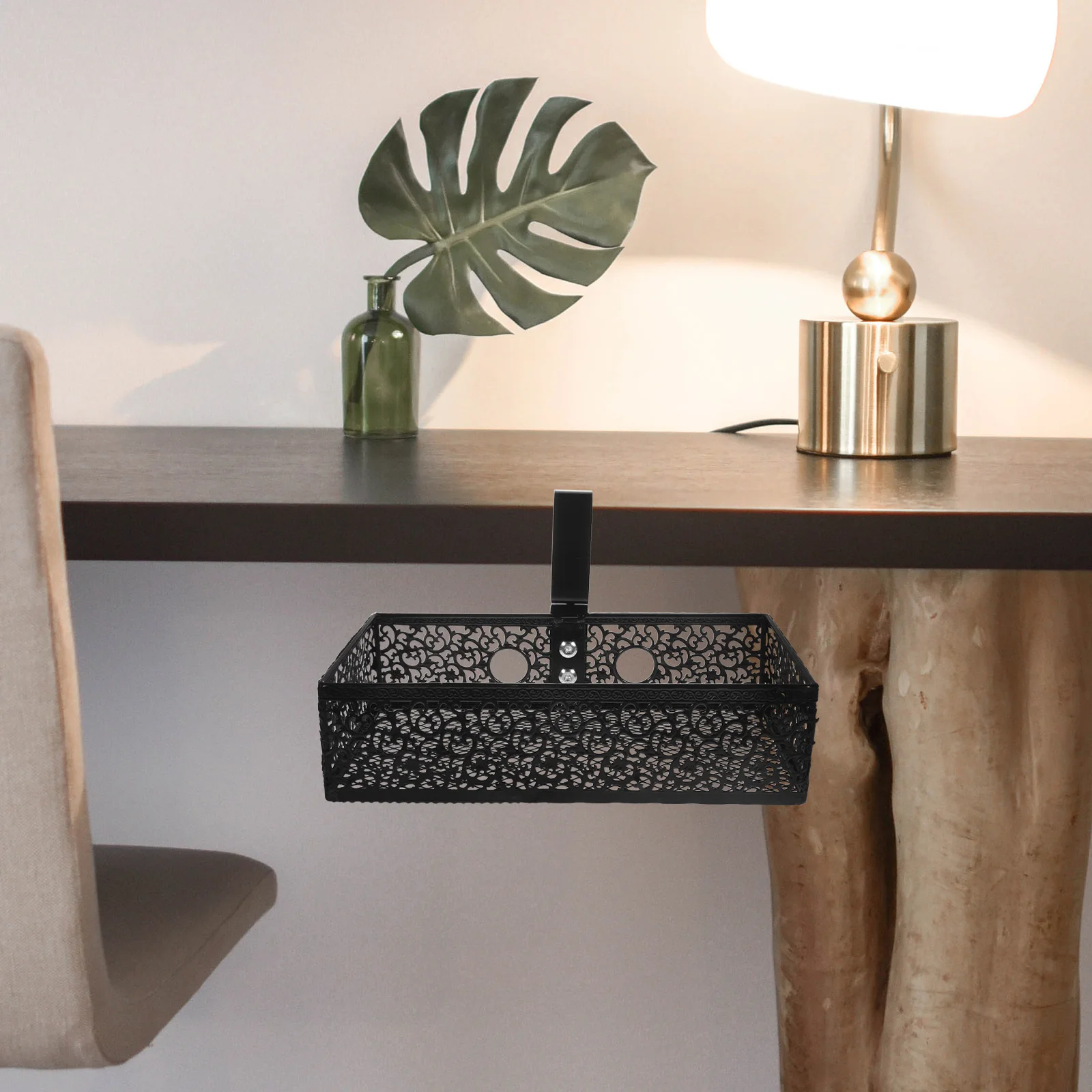 Hidden Desk Edge Storage Basket Under Desk Organizer Mesh Document Holder Office File Organizer Magazine Pamphlets Display Stand