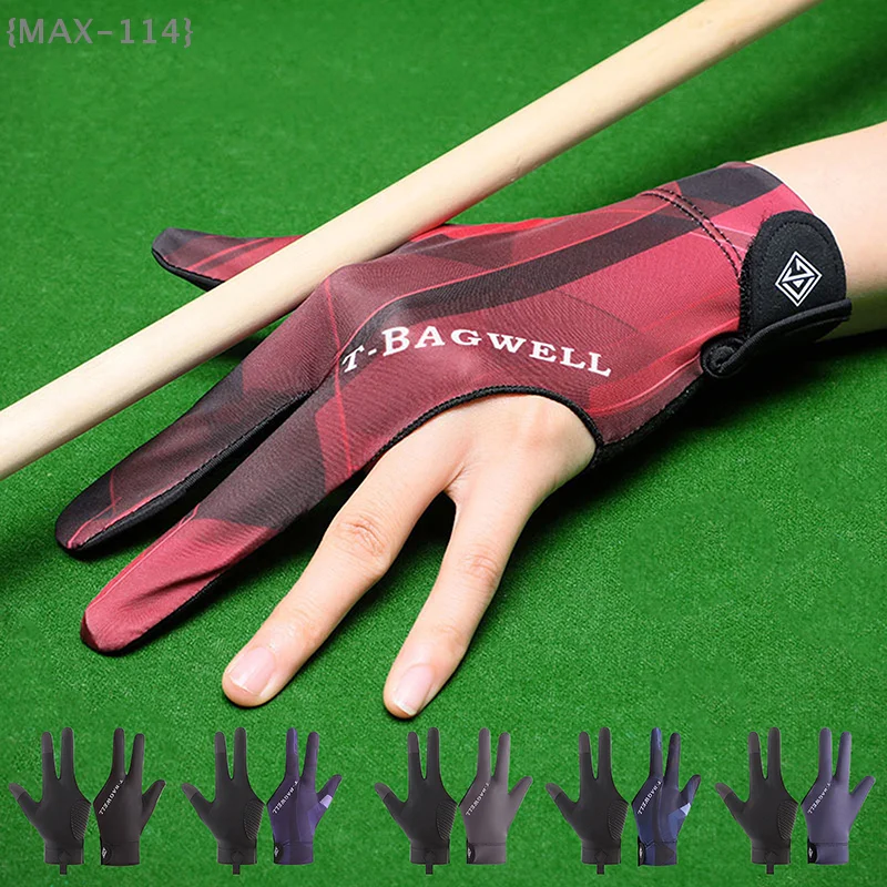 【MAX114M3】1pcLeftHand Billiards Glove Three Finger Snooker Billiard Glove Non Slip Stickers Elasticity Billiard Training Gloves