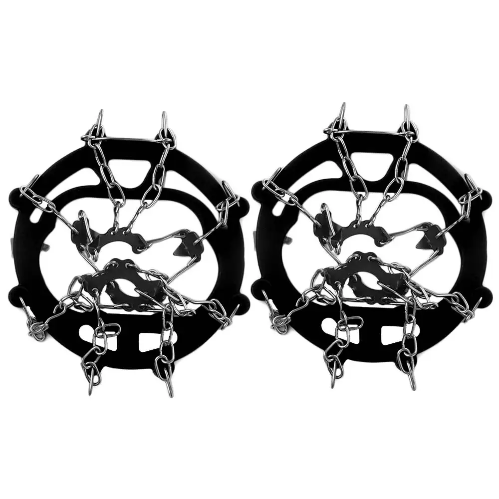 

1 пара кошек из нержавеющей стали, бутсы-цепочки, черные/оранжевые, один размер, подходит для всех, 8 зубьев, стальной захват для льда, противоскользящий, прочный