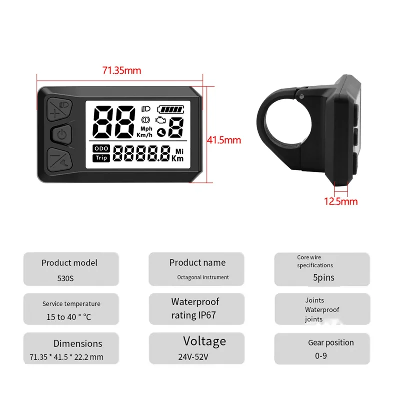 -A25M 530S عرض Ebike شاشة LCD ذكية مقاوم للماء دراجة كهربائية عرض ل BAFANG BBS02 BBS01 BBSHD