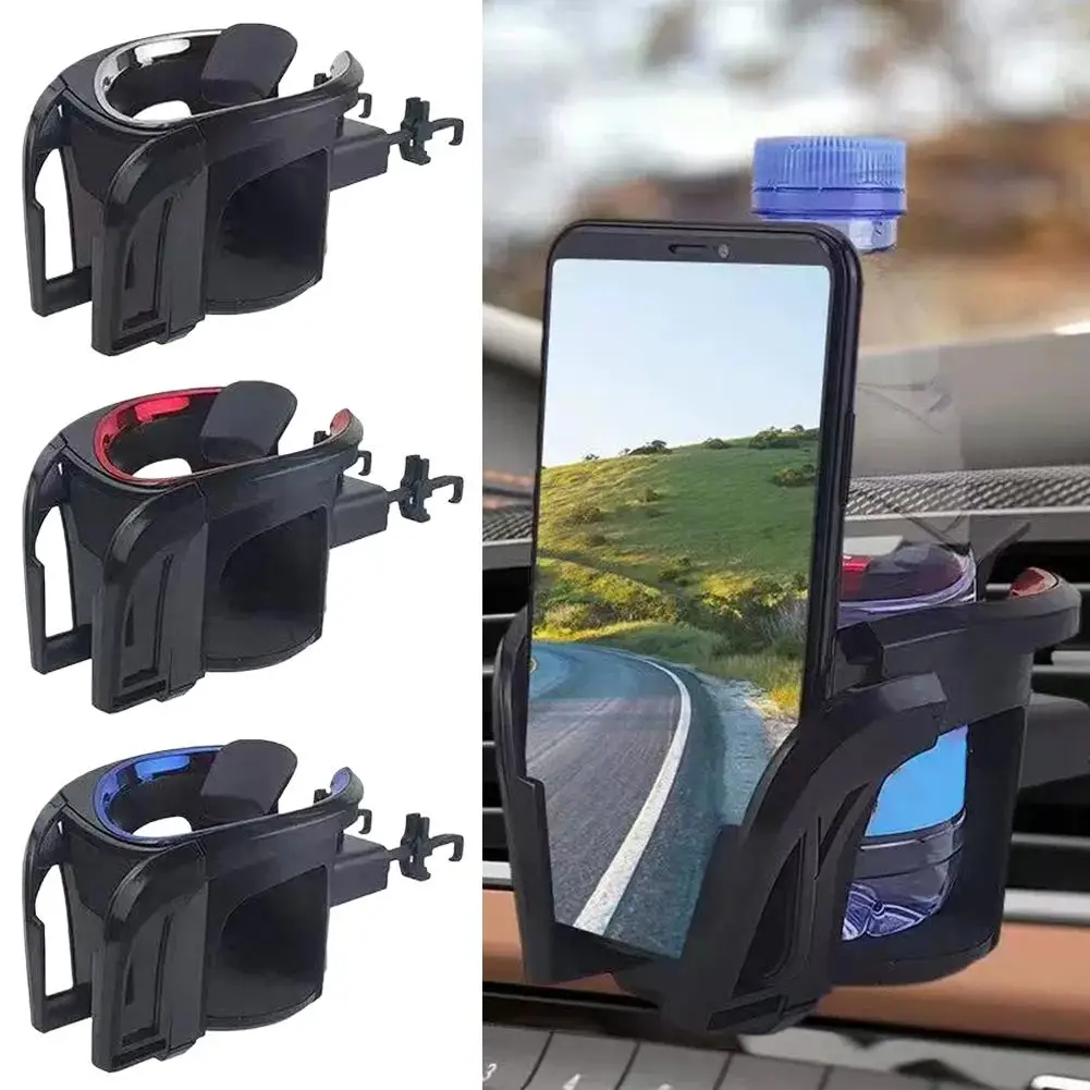 Suporte universal 2 em 1 para copos e telefones para carro, suporte para ventilação de ar para garrafas de café e smartphones, suporte estável anti-vi