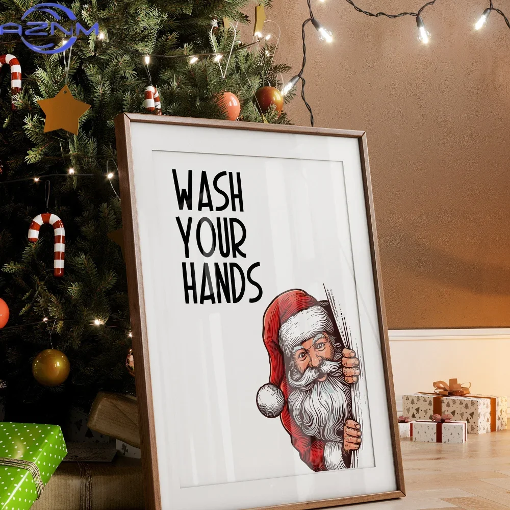 Funny Christmas Bathroom Wall Art Decor Deer Santa Claus Biscuits Print Posters  Holiday Decor Christmas Wall Art Christmas Gift