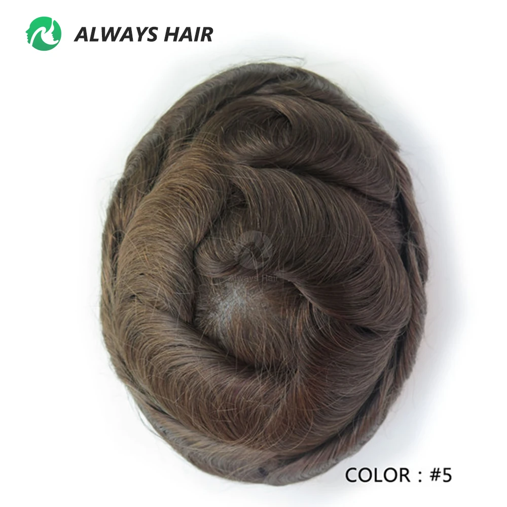 Onzichtbare Haarlijn Haar Systeem Unit Voor Mannen 0.03-0.04Mm Super Dunne Base Toupee Indian Human Hair Mens 'Topper pruik