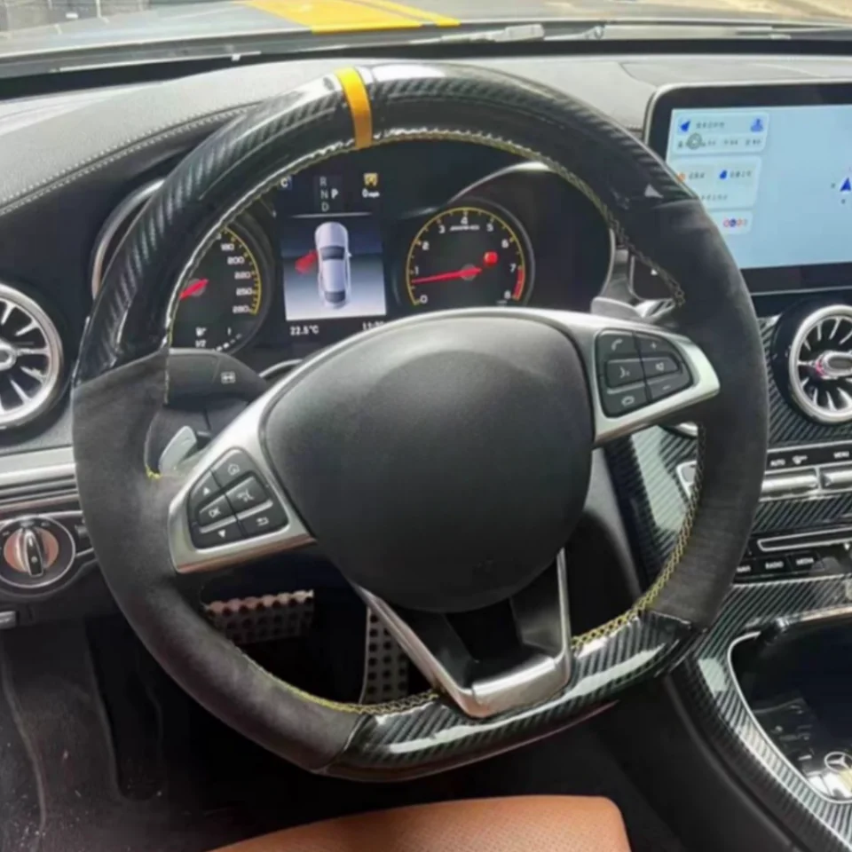 DIY Car Steering Wheel Cover Carbon Fiber Leather For Mercedes Benz S-Class S500 2016 A-Class AMG A45 2016-2019 Car Accessories