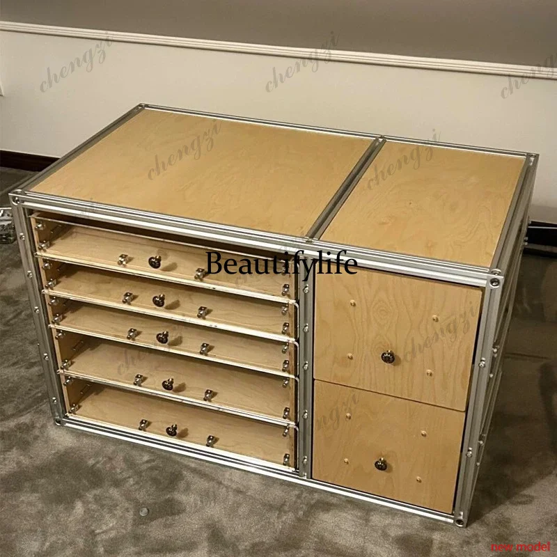 h178Light luxury aluminum profile display cabinet personality, multi-layer shelves, clothing store jewelry acrylic display