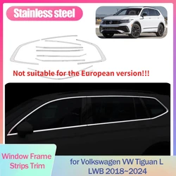 Full Window Frame Strips Trim for Volkswagen VW Tiguan L LWB 2018~2024 Cover Silver Stainless Steel Sticke Styling Accessories