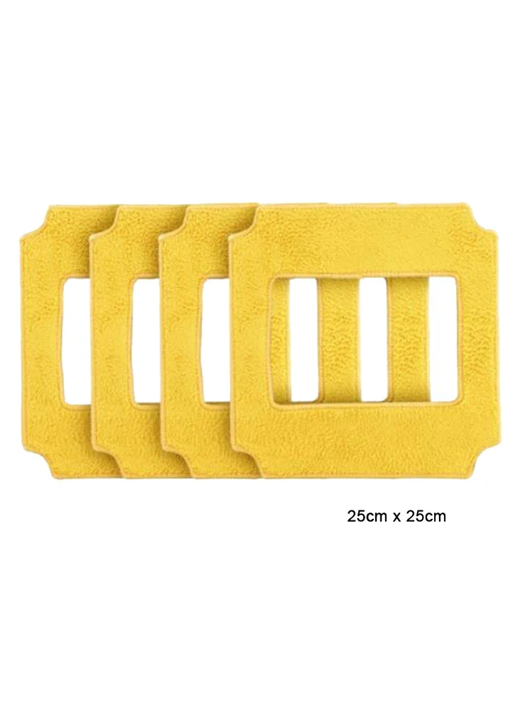 4pcs Yellow Mop Clean Clothes For Window Cleaner Robot Washer QHC004/RL880/RL1188/2988/3325/3368,Mop Size 25 X 25cm