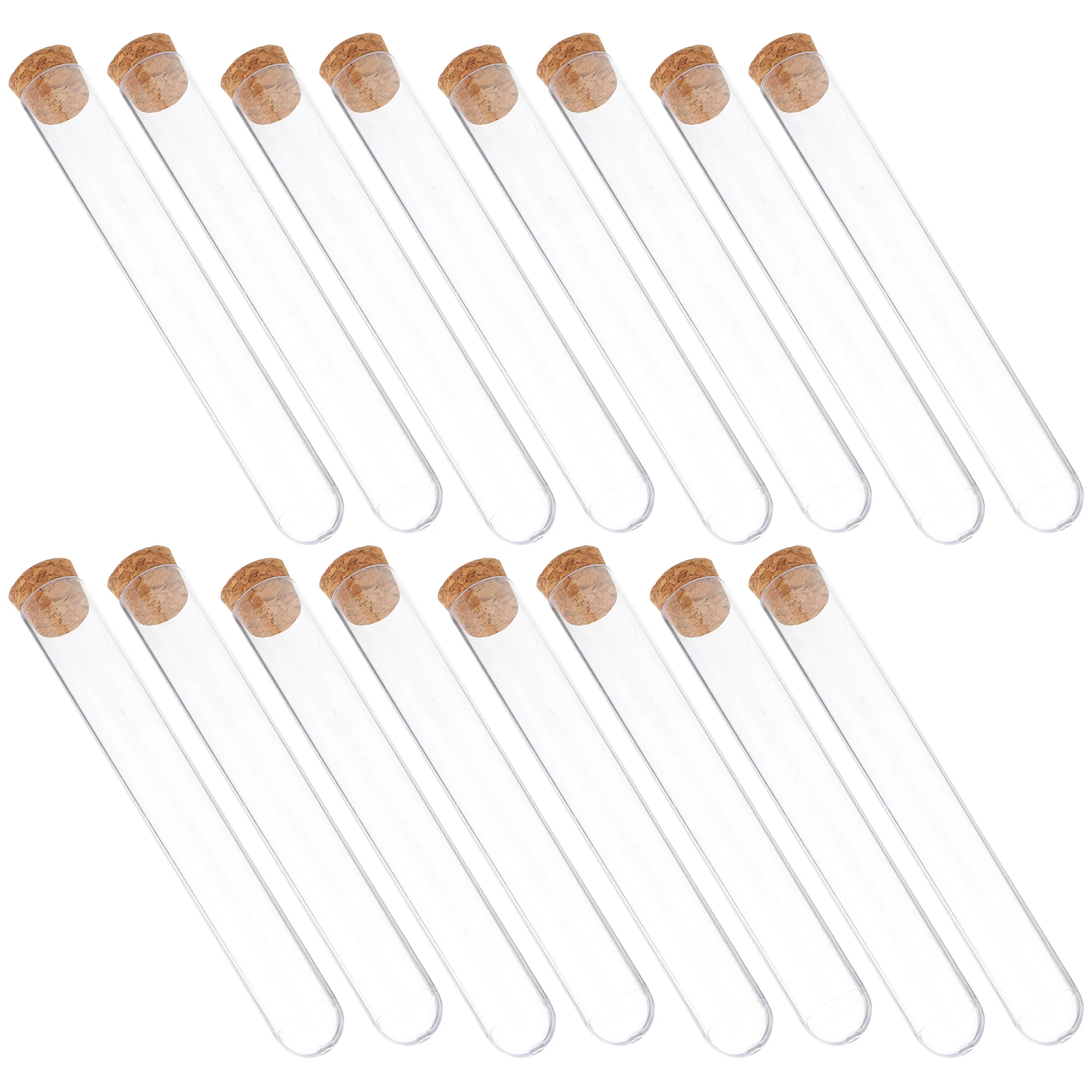 

25pcs 20x150mm Clear Test Tubes with Cork Stopper Reusable Storage Sample Vials Lab Accessories Travel Size Plastic Tubes