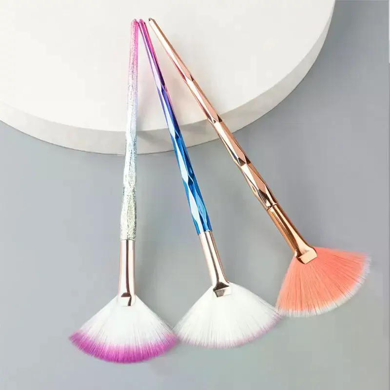 Large Flat Highlight Blush Fan-Shaped Makeup Brush Powder Loose Powder Face Brush Korean Soft Cosy Even Color Tools For Women