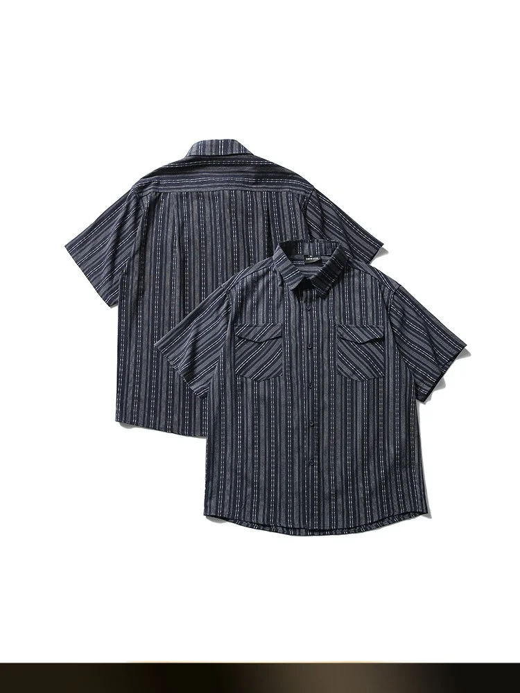 

Мужская летняя рубашка Nted в японском ретро-стиле, в полоску, свободного кроя, универсальная, повседневная, из смесового хлопка