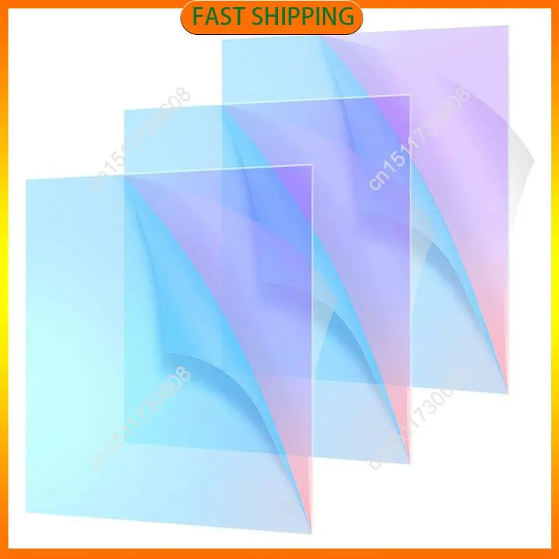 اشتري الآن لوح أكريليك مشع ملون من الأكريليك الشفاف قزحي الألوان، لوح أكريليك مقطوع بالليزر، 8 × 12 بوصة (3 عبوات، سميك 2.6 مم)