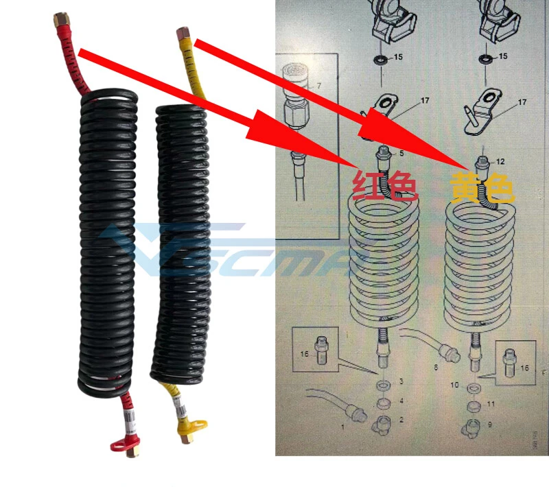 1pc for SCANIA Tracheal trailer connected to spiral trachea red 2118017 yellow 2118016