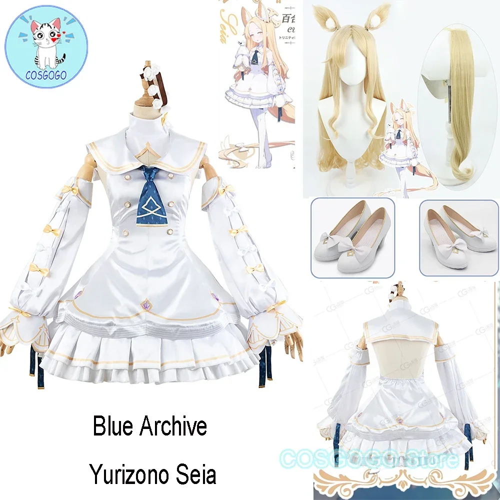 

COSGOGO Game Blue Archive Yurizono Seia Cosplay Costume Halloween Outfits Lolita Dress Halloween Uniforms Clothing Wig Ear Shoes