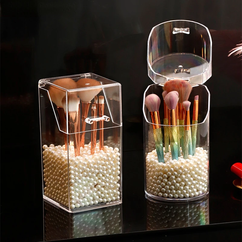 Transparent Acrylic Makeup Brush Holder, Cosmetic Organizer, Pencil Holder, Lipstick Desk Container, Table Storage Box