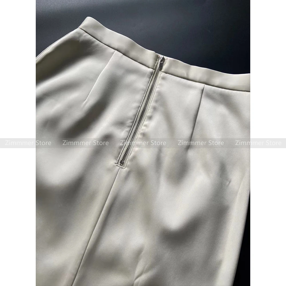 Heavy stitching irregular cutting solid color mulberry silk pleated all-match skirt female 2024 summer new style