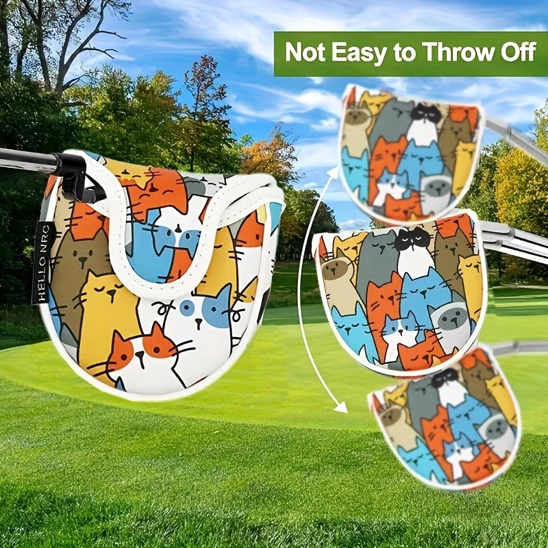 1pc Mallet Putter Head Cover Blade Putter Head Cover, Cute Cats Premium Golf Club Head Cover.