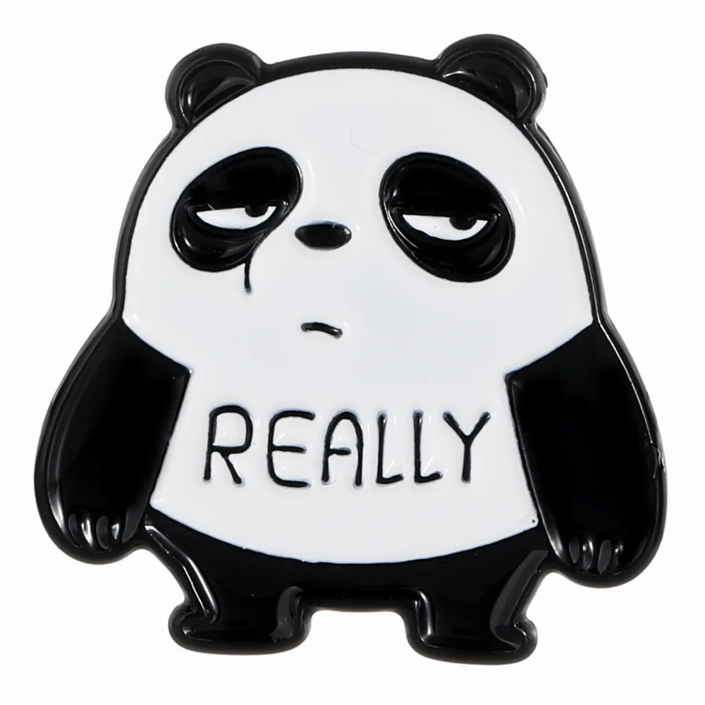 Animal emotion brooch, fox, rabbit, panda, funny English emoticon pack, personalized decoration badge C3