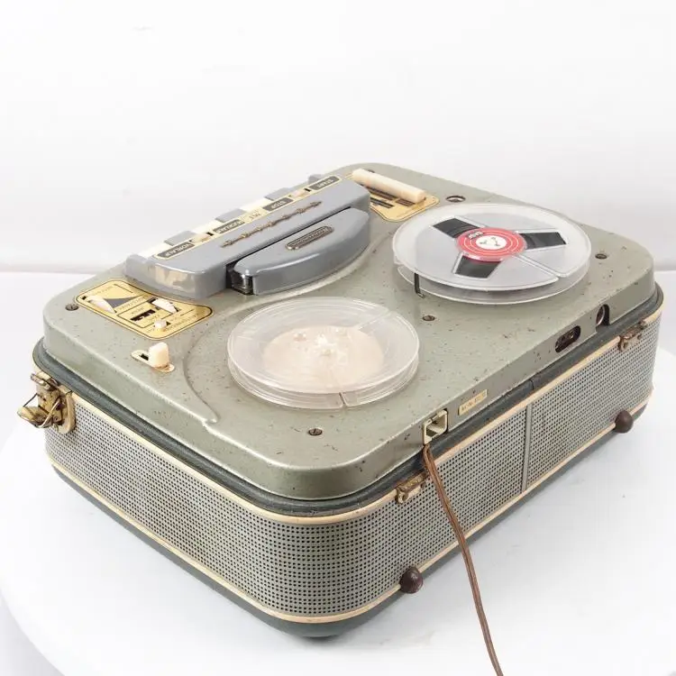 Western antiques 1960s German old-fashioned open tape recorder open disk machine failure machine