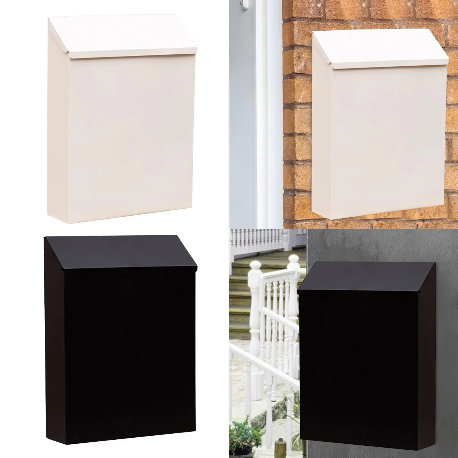 Wall Mounted Mailbox Metal Postbox Drop Box with Lock Newspaper Holder Box for Front Door Outside House Gate Outdoor Decoration