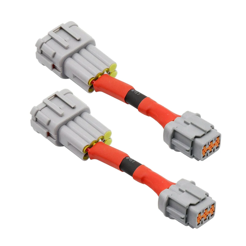 

2 Pcs HID wiring 8 To Halogen 6 Headlight Wire Harness Conversion Adapters Fit For Nissan 350Z 2003 2004 2005